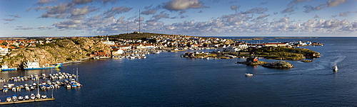 View over the port of Kungshamn, seen from Smoegen, Sweden, Scandinavia, Europe