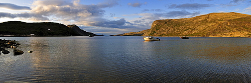 Evening light over a fjord at Torngat Mountains National Park, Newfoundland and Labrador, Canada