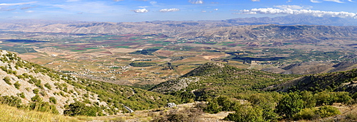 View over Bekaa Valley with Mount Hermon, Lebanon, Middle East, West Asia