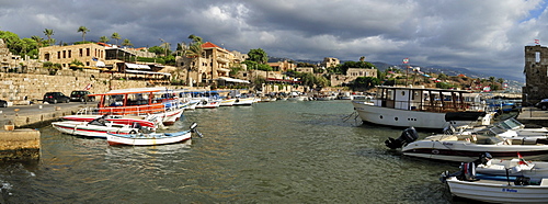 Fishing boats in the harbour of Byblos, Unesco World Heritage Site, Jbail, Jbeil, Lebanon, Middle East, West Asia