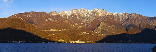 View towards Monte Generoso in the evening light, Lake Lugano, Ticino, Switzerland, Europe