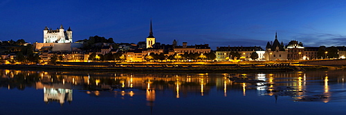 City view with castle and church of Saint Pierre, Saumur, Department Maine-et-Loire, Region Pays de la Loire, France, Europe