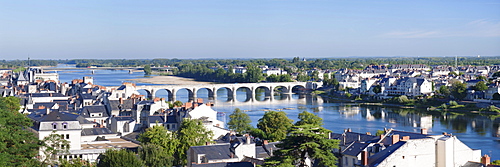 View from the Chateau de Saumur of the Loire river, Pays de la Loire, Maine et Loire, France, Europe