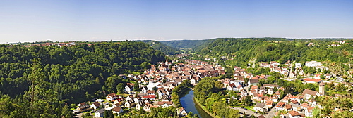 View across Sulz am Neckar, Neckar River, Baden-Wuerttemberg, Germany, Europe