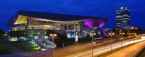 BMW Welt with the BMW Museum on Mittleren Ring, the central ring road near the Olympic Centre, Munich, Upper Bavaria, Bavaria, Germany, Europe