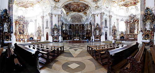 Interior of the Basilica of Ottobeuren Abbey, Diocese of Augsburg, Ottobeuren, Upper Swabia, Lower Allgaeu, Bavaria, Germany, Europe