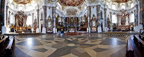 Interior of the Basilica of Ottobeuren Abbey, Diocese of Augsburg, Ottobeuren, Upper Swabia, Lower Allgaeu, Bavaria, Germany, Europe
