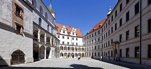 Inner courtyard of Schloss Neuburg castle, Neuburg an der Donau, Bavaria, Germany, Europe