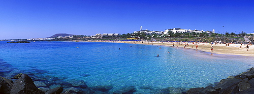 Sandy beach, Playa Dorada, Playa Blanca, Lanzarote, Canary Islands, Spain, Europe