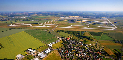 Aerial view, Leipzig International Airport, cargo airport, Schkeuditz, Saxony, Germany, Europe