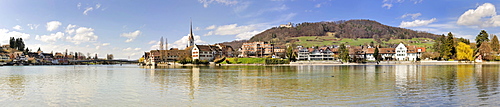 Panoramic view over the Rhine on the old town of Stein am Rhein, Canton Schaffhausen, Switzerland, Europe