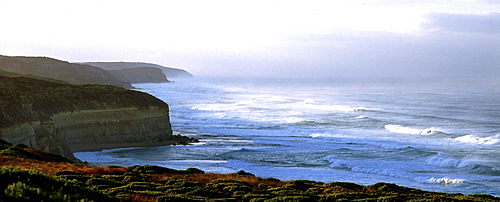 Limestone cliffs, coastline, Great Ocean Road, Victoria, Australia