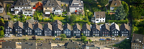 Aerial photo, row houses, old town, Wetter market town, North Rhine-Westphalia, Germany, Europe