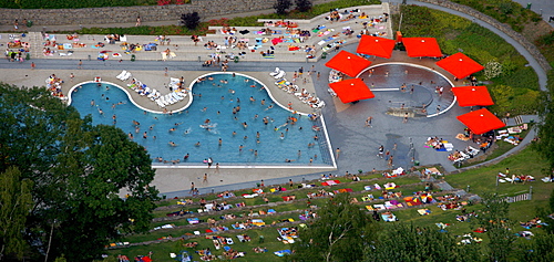 Aerial photo, Annenbad public pool, Huellberg, Witten, Ruhrgebiet area, North Rhine-Westphalia, Germany, Europe