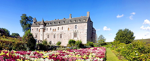 Panoramic view of Chateau La Roche Jagu, Brittany, France, Europe