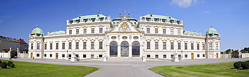 Schloss Belvedere Palace, panoramic view from 3 separate images, Upper Belvedere, south side, Vienna, Austria, Europe