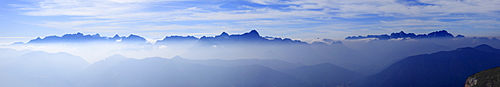 Alpine panorama of the Karawanken, Julian and Carnian Alps, view from Dobratsch mountain, Villach Alps, Carinthia, Austria, Europe