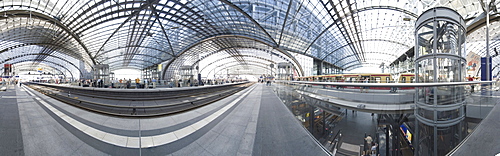 360 degree panoramic view Hauptbahnhof main train station, Berlin, Germany, Europe