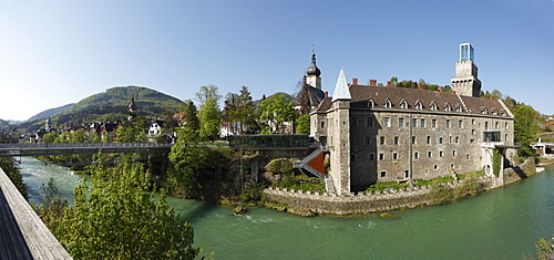 Panoramic view Waidhofen an der Ybbs with Rothschild Castle, Mostviertel region, Lower Austria, Austria, Europe