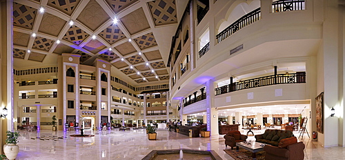 Panoramic view, lobby of the Steigenberger Al Dau Beach Resort, Hurhada, Egypt, Red Sea, Africa