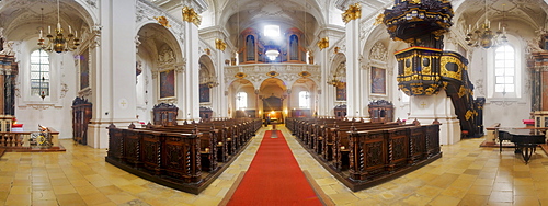 Interior view of St. Ignatius church, historic cathedral, in Linz, Upper Austria, Europe