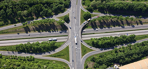 Aerial photo, Castrop central motorway slip-road on the A42, Castrop-Rauxel, Ruhr area, North Rhine-Westphalia, Germany, Europe