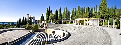 Open air theater on the Vittoriale degli Italiani estate, Italian victory monument, property of the Italian poet Gabriele D'Annunzio, Gardone Riviera, Lake Garda, Italy, Europe