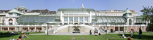 The palm house built in 1901 in the park Burggarten Vienna Austria