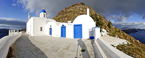 Church Theoskepasti at the Skaros rock, Santorini, Greece