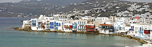 View of the old part of the town called little Venice, Myconos, Greece