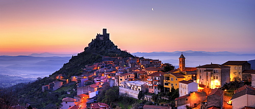 Town of Burgos at dawn, Sardinia, Italy, Europe