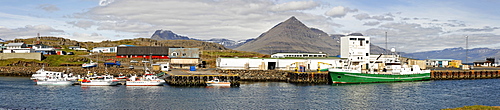 Ships in the harbour at Djupivogur, Iceland, Atlantic Ocean