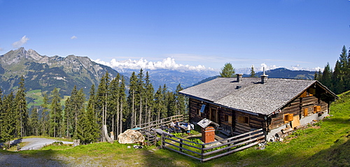 Private mountain lodge on the climb up to Saukaralm alpine pasture, Grossarltal, Salzburg, Austria, Europe