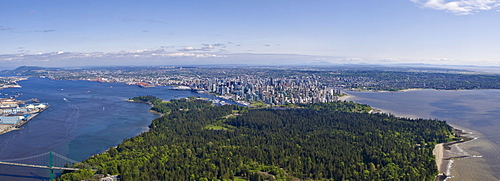 Stanley Park and the Vancouver skyline, British Columbia, Canada, North America