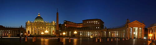 Panorama of the St. Peter's square and the St. Peter's church in Vatican City