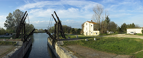 Panoramic view of Pont van Gogh, Arles, Camargue, France, Europe