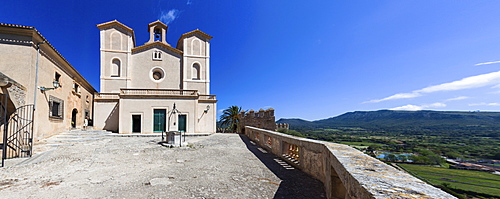 Castle or fortress of Arta with the pilgrimage church of Santuari de Sant Salvador, Mallorca, Majorca, Balearic Islands, Spain, Europe