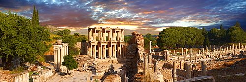 The Library of Celsus and the Agora to the right, Ephesus Archaeological Site, Anatolia, Turkey