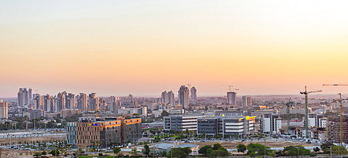 Evening atmosphere, panorama, view of skyscrapers of Be'er Scheva, Israel, Asia