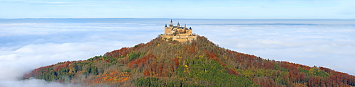 Hohenzollern Castle in autumn, Zollernalb, Swabian Alps, Baden-Wuerttemberg, Germany, Europe