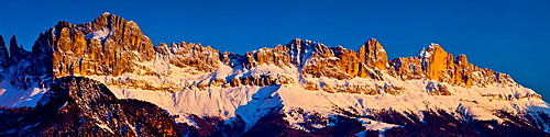 Mountains Rosengarten, Laurinswand and Rotwand, Dolomites, South Tyrol, Italy, Europe