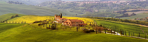 Panorama, country house, Asciano, Tuscany, Italy, Europe, PublicGround