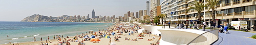 Playa Poniente, panorama, Benidorm, Alicante, Spain, Europe