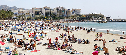 Playa Poniente, panorama, Benidorm, Alicante, Spain, Europe