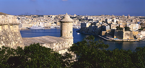 View of Senglea, Three Cities, from Barrakka Gardens, Valletta, Malta, Europe