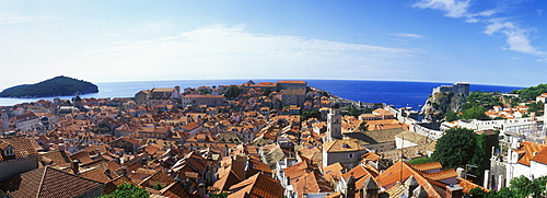 Cityscape, historic district of Dubrovnik with Lokrum island, Dalmatia, Croatia, Europe