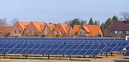 Solar farm in Oertzen near Lueneburg, Lower Saxony, Germany, Europe