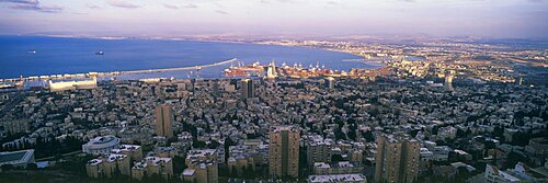 Panoramic image of the bay of Haifa, Israel