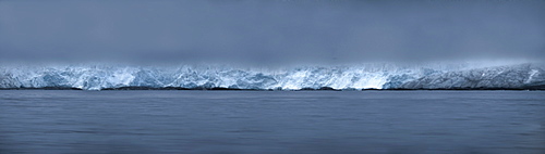 Arctic coast, fog, ocean. Ny-Alesund, Svalbard, Norway