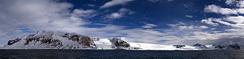 Panoramic view of the eastern side of the Antarctic Peninsula in the Weddell Sea, Antarctica